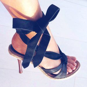 Vintage Wood high heels stiletto sandals
